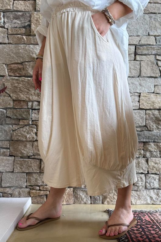 Jo Jo Quirky Hopsack Crop Pant Panna Cotta
